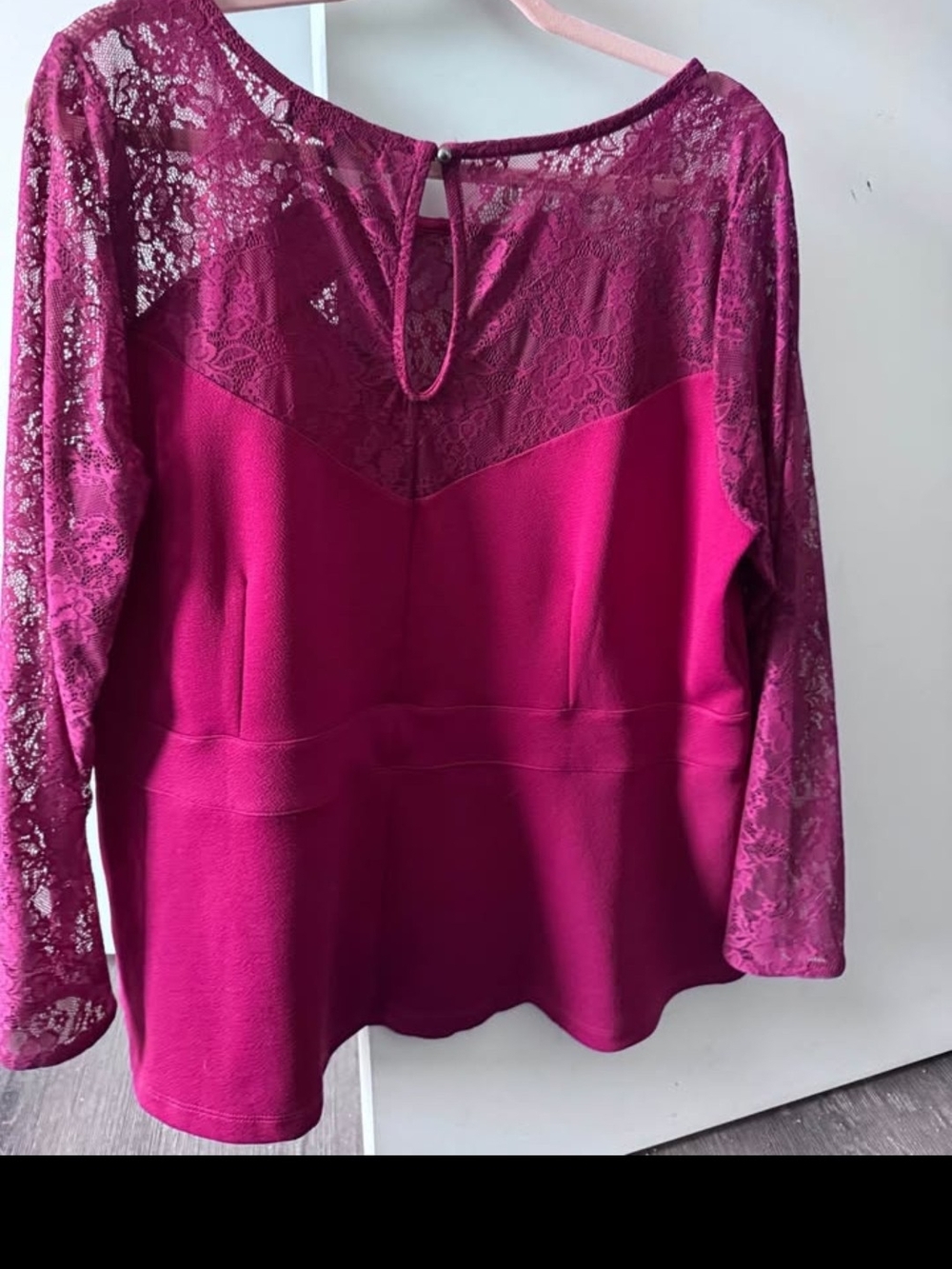 Love & Legend Magenta Lace Peplum Blouse